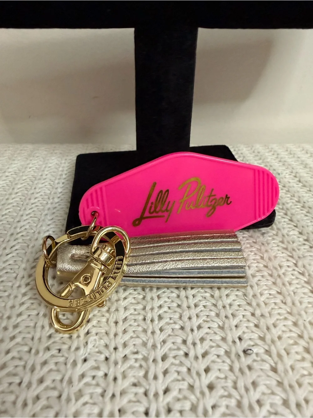 Lilly Pulitzer NEW  Hot Pink Key Fob Key chain  with Gold Hardware